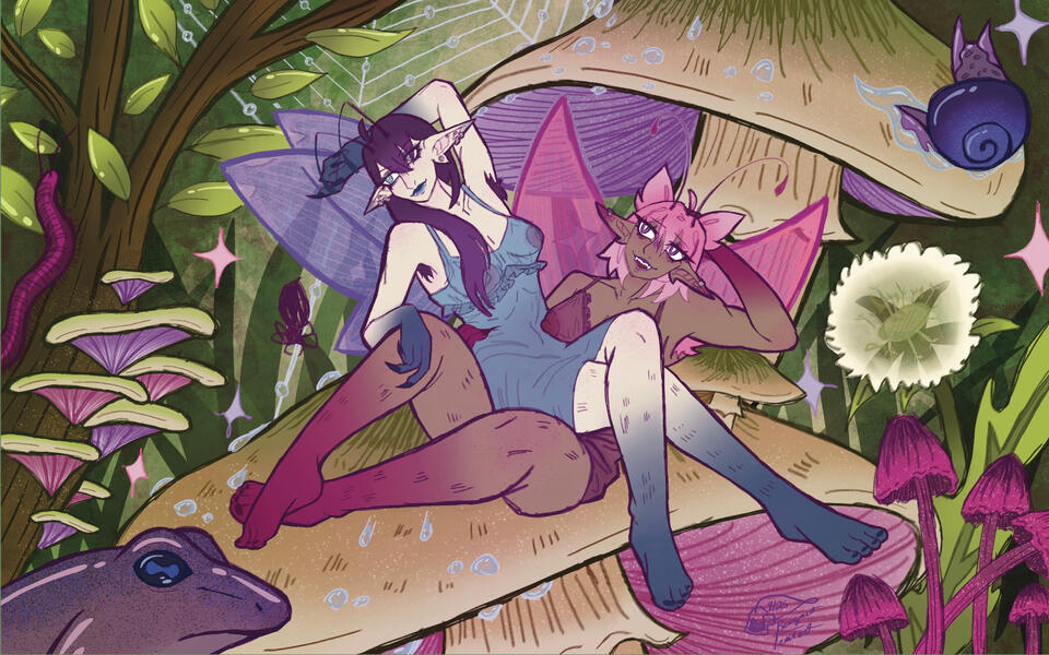 Two Fairies in a Magical Forest