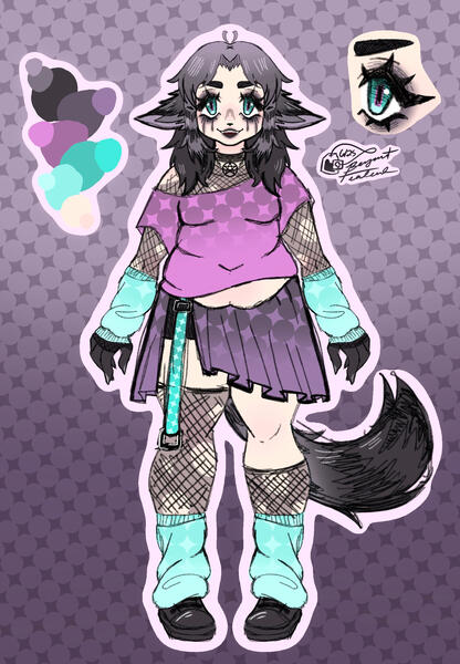 Purple and Teal Grunge Raccoon BBW Character Design Purple and Teal Grunge Raccoon BBW Character Design